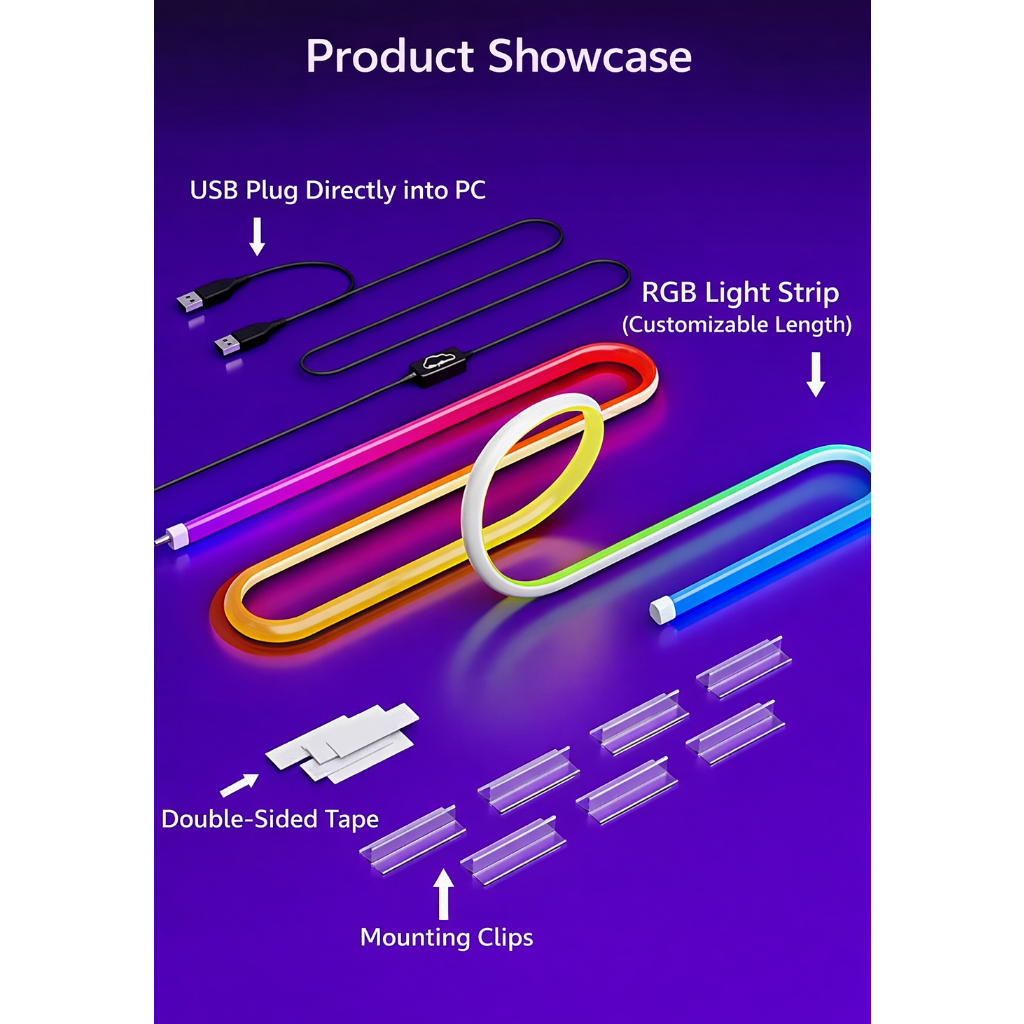 Skydimo H205-MAX Side-Glow LED Strip Lights, One-Piece Screen Sync Strip for Flat-Back Monitors and TVs