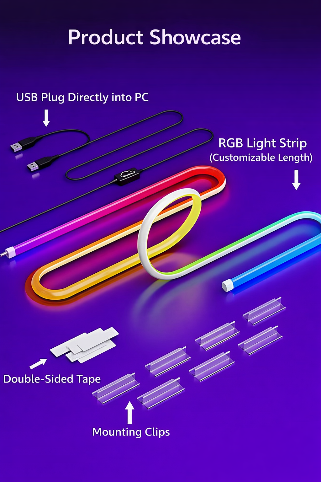 Skydimo H205-MAX Side-Glow LED Strip Lights, One-Piece Screen Sync Strip for Flat-Back Monitors and TVs