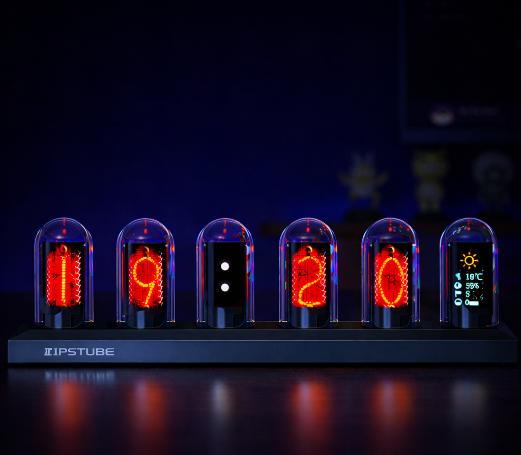 H401 Retro IPS Nixie Tube RGB Clock, Desktop Ambient Light for Gaming PC Room and Desk Setup