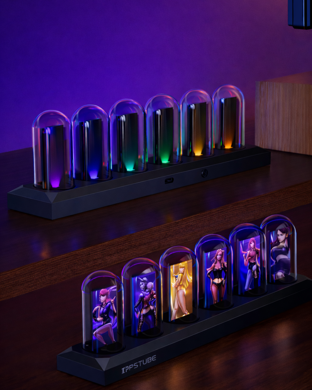 H401 Retro IPS Nixie Tube RGB Clock, Desktop Ambient Light for Gaming PC Room and Desk Setup