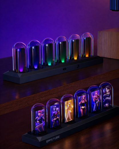 H401 Retro IPS Nixie Tube RGB Clock, Desktop Ambient Light for Gaming PC Room and Desk Setup