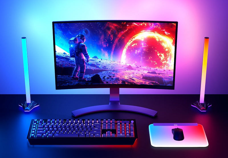 Skydimo F204 Screen-Sync RGB Desktop Light Pillars, Audio-Reactive Ambient Lighting for PC Gaming Setups